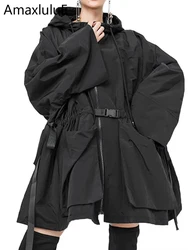 Amax luluE 2025 Fashion Korean Fall Ladies Loose Streetwear Womens Long Hooded Trench Coat Oversized Windbreaker Casual Clothes