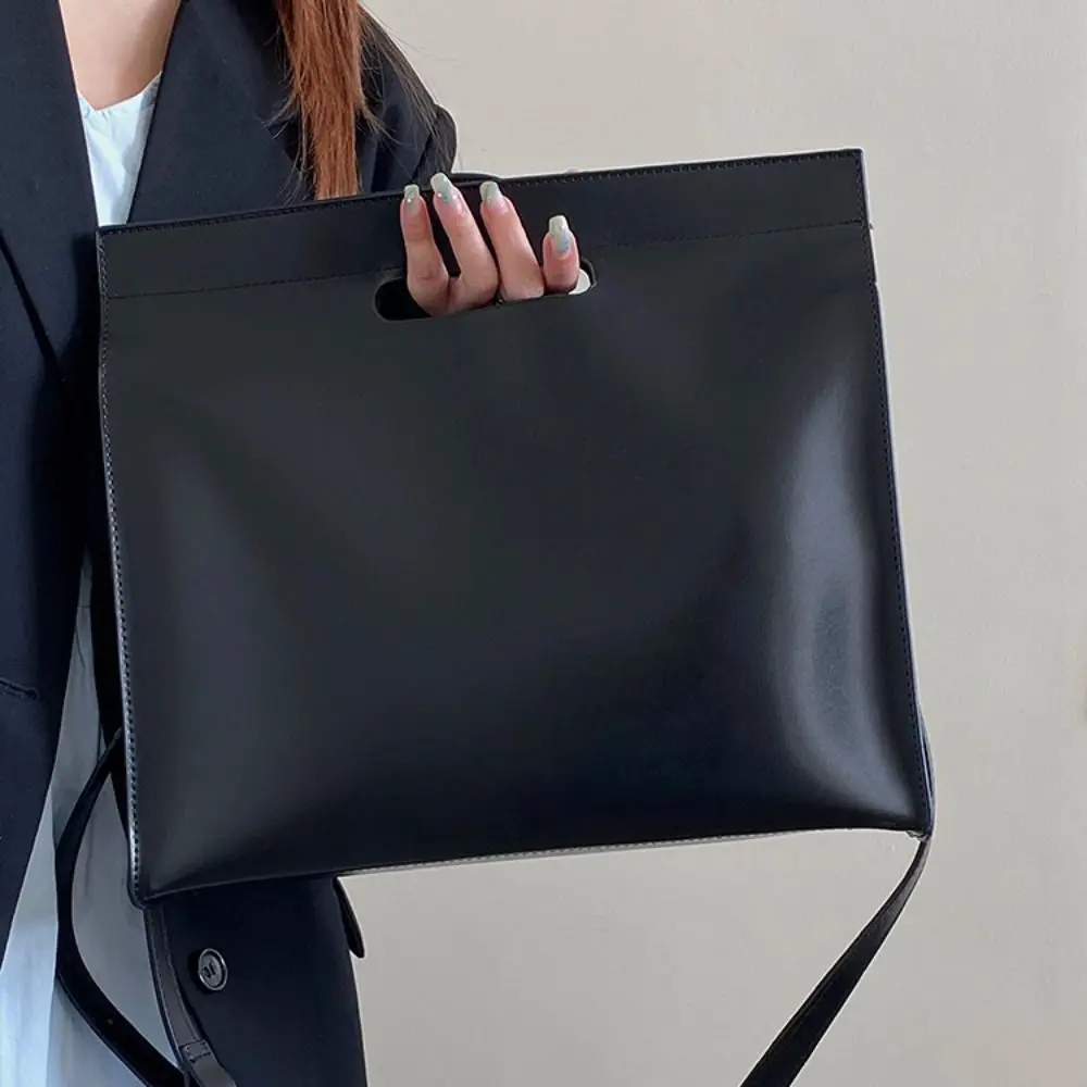Fashionable PU Office Document Tote Bag Solid Color Shoulder Bag Computer Bag Crossbody Bag Handbag File Bag Outdoor
