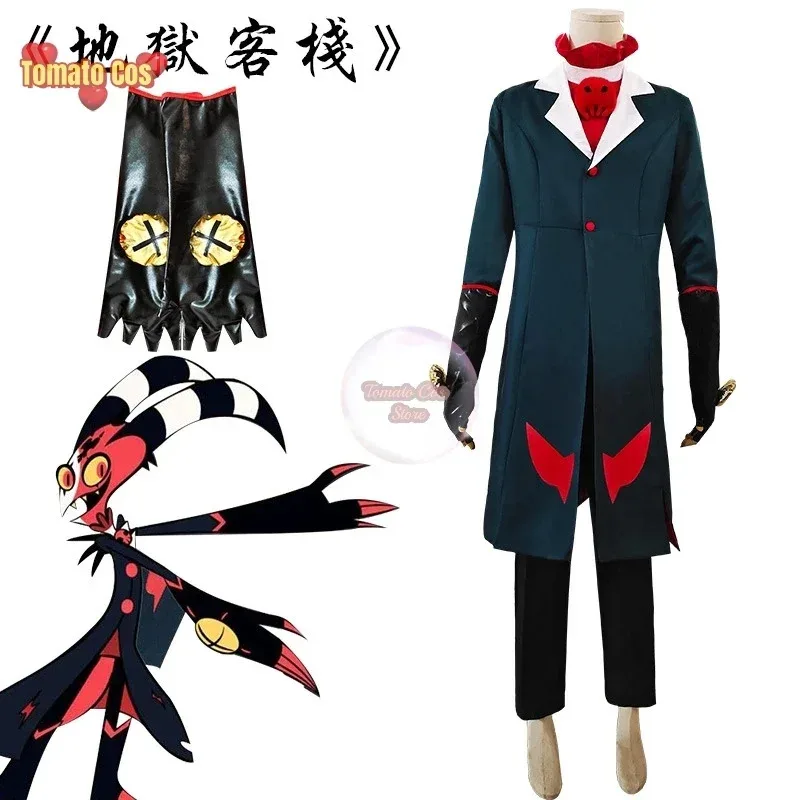 

Anime Hasbin Cosplay Hotel Helluva Blitzo Cosplay Costume Blitzo Black Boss Tailcoat Men Women Hallowen Party Costume Full Set