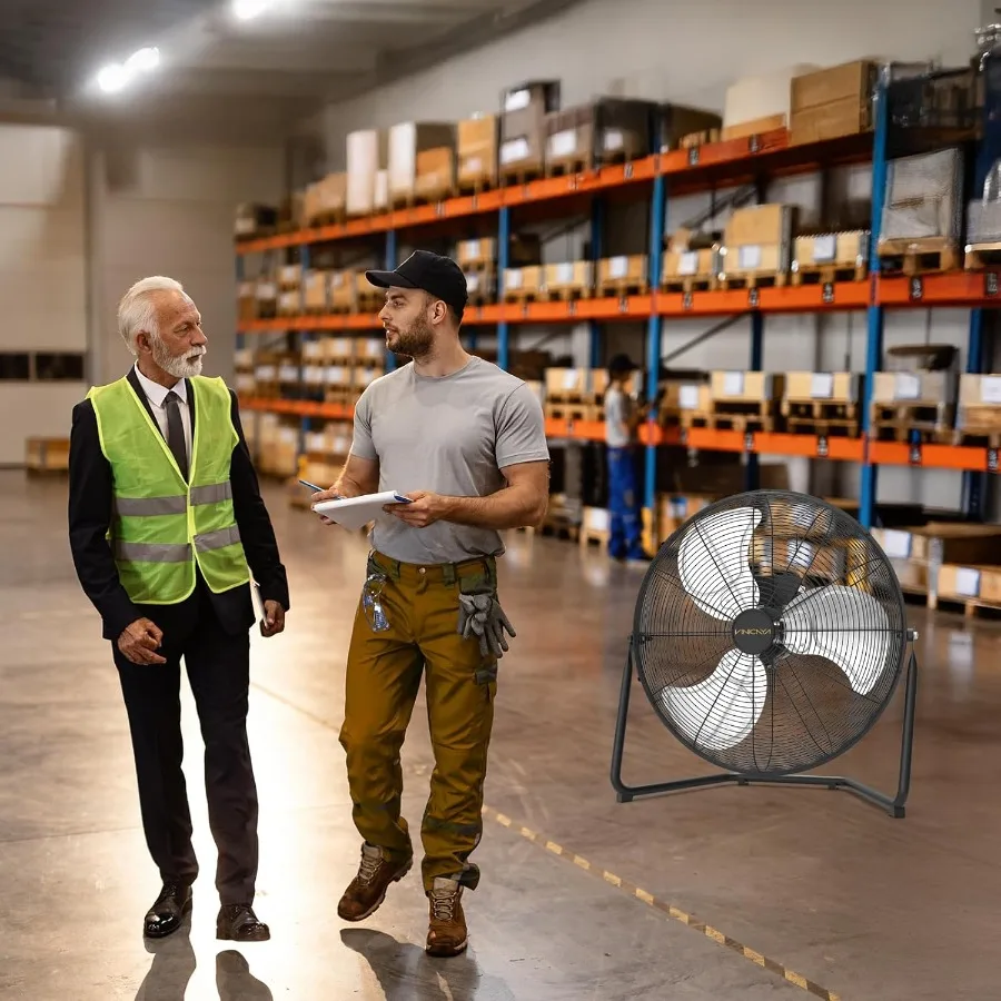 مروحة أرضية عالية السرعة مقاس 12 بوصة 1800 CFM مع 3 سرعات قوية ومروحة معدنية شديدة التحمل محمولة لنا التجاري والسكن