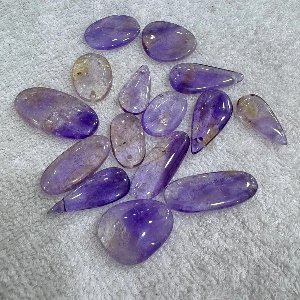 Wholesale 5pcs/pack Genuine Ametrine Quartz Bead Pendant Mixed 20-35mm Irregular Shape Semi-Precious Gemstone Jewlery Pendant