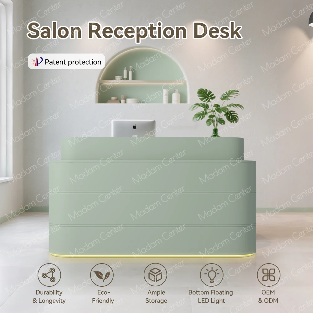 Madamcenter Customized Modern Aesthetic Clinic Furniture Beauty Salon Nail Room Reception Desk for Cosmetic Institutes Front