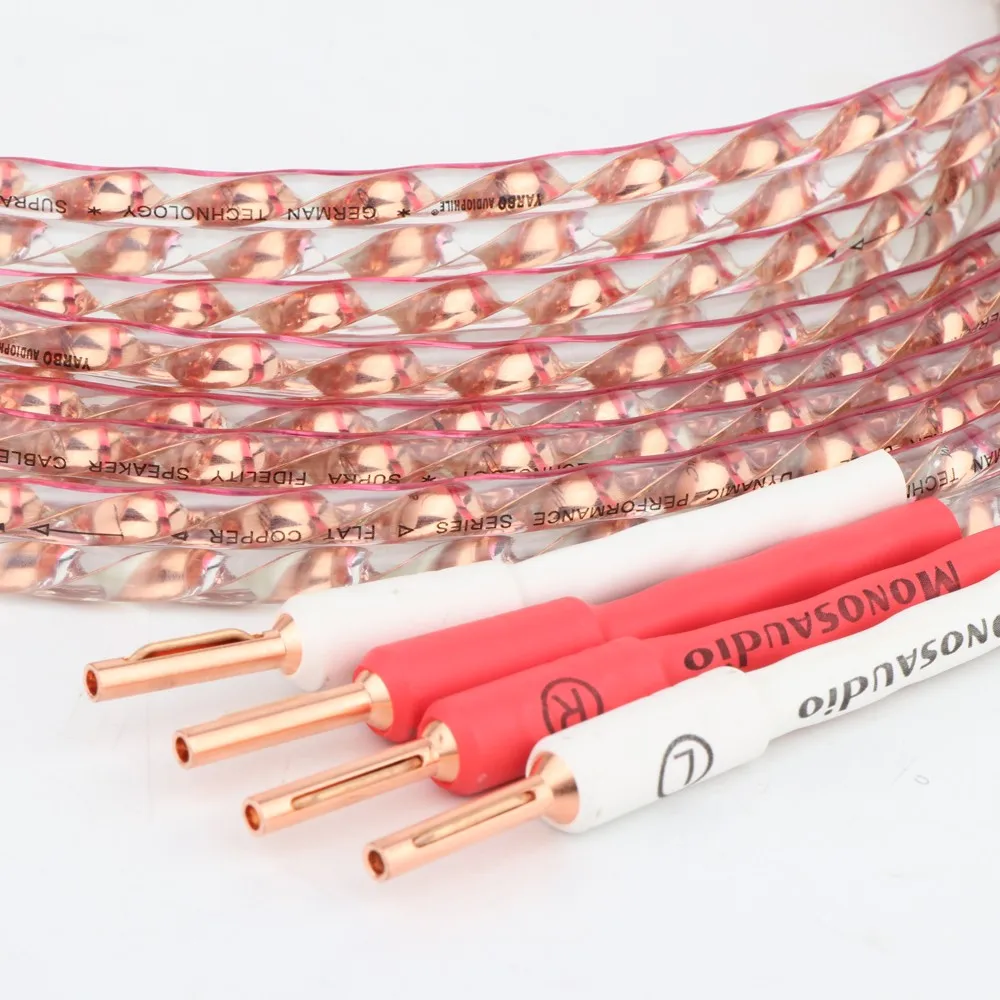 Transparent Series VS903 1 Pair Pure Copper Banana Plug Flat Speaker Cable HIFI Wires for Home Theater Amplifier