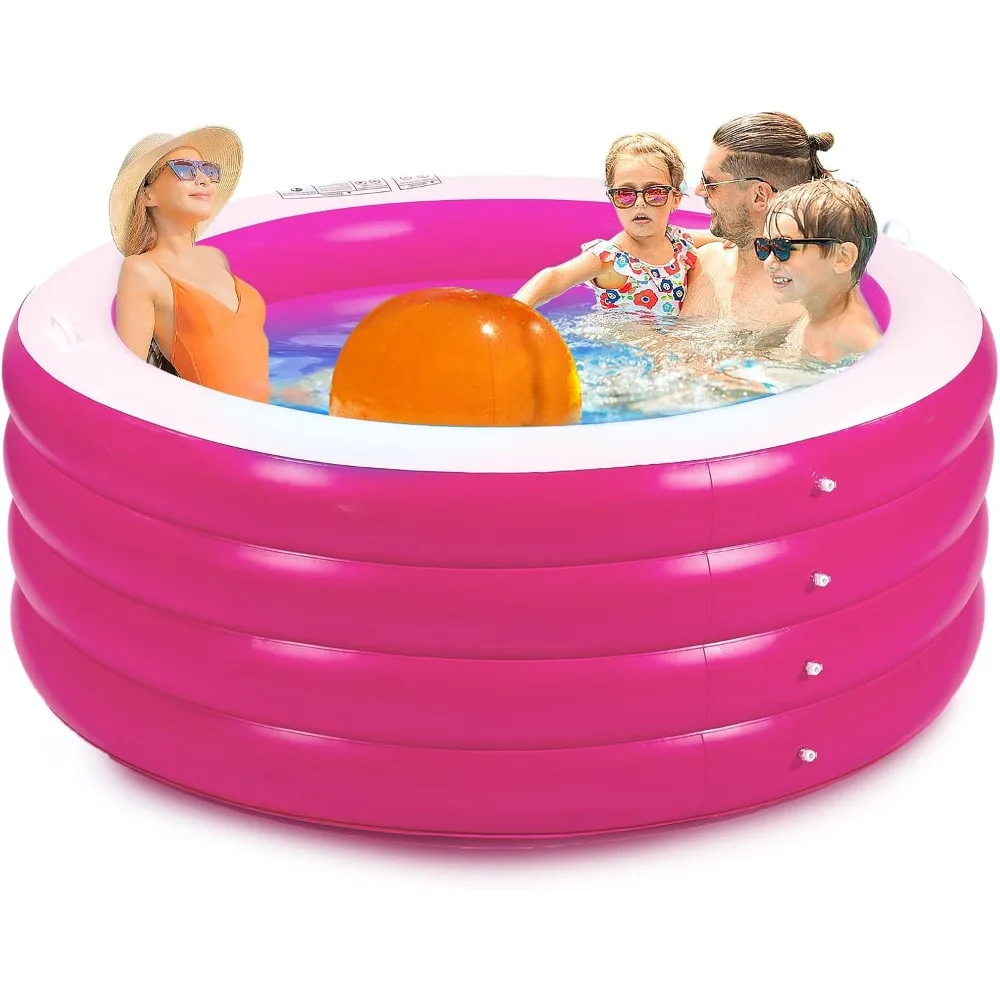 

Biange Blow Up Pool, 72" X 30" Deep Round Inflatable Swimming Adult Pool, Backyard Inflatable Pool for Kids Swimming, Pink