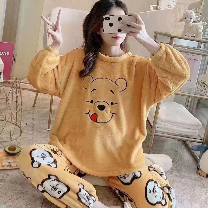 Disney Donald Duck winter new cartoon girl flannel thickened female sweet cartoon casual long-sleeved pullover loungewear