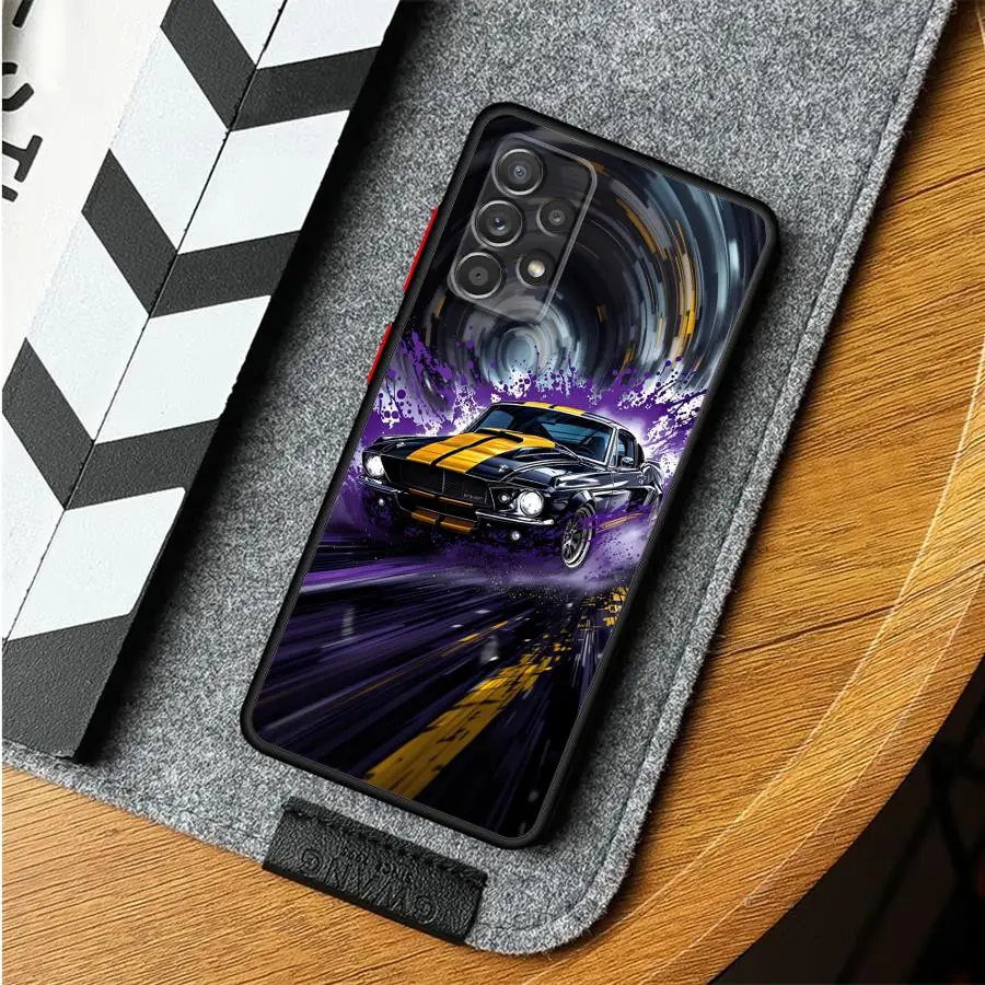 حافظة لهاتف سامسونج جالاكسي A22 A36 A31 A72 A52 A71 A56 A32 A73 A21 A25 A26 A23 غطاء ناعم سيارة رياضية وسيم