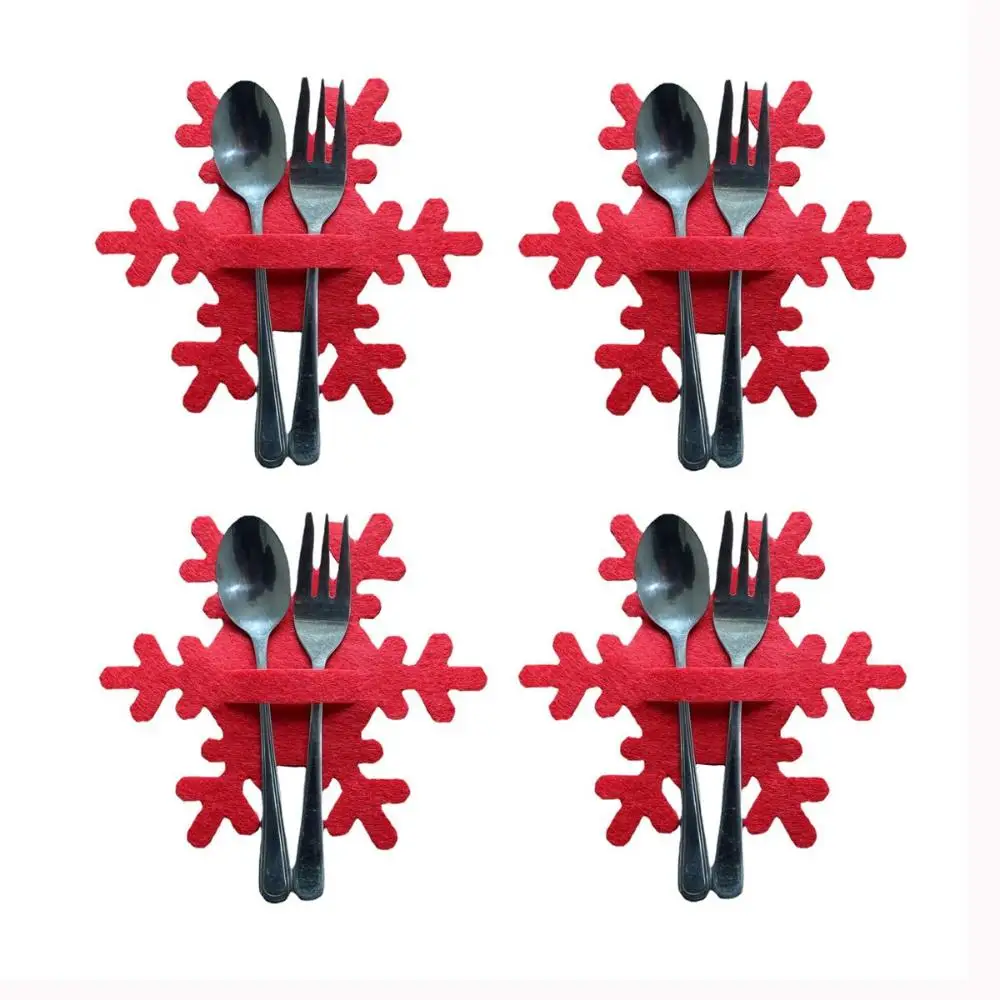 Supplies Snowflake Santa Claus Cutlery Pocket Christmas Knife Fork Holder Cutlery Bag Table Decorations Tableware Organizer