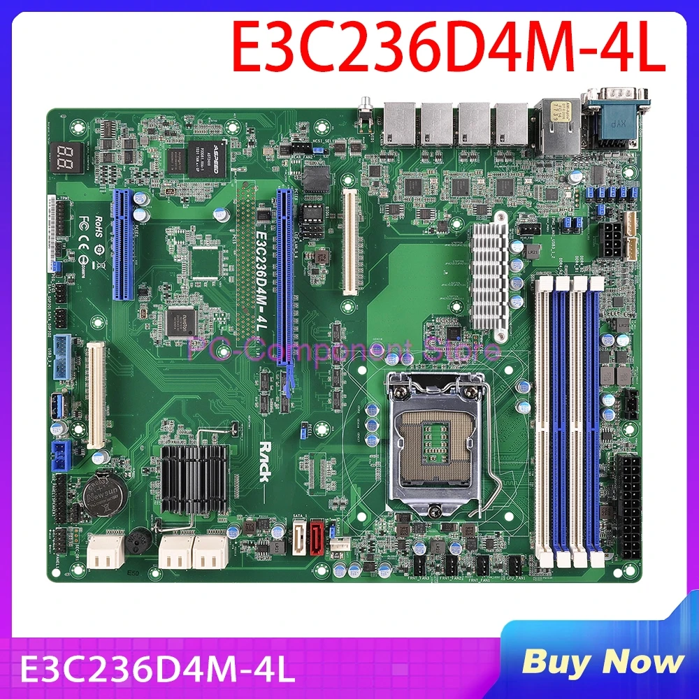 Server Motherboard For ASROCK LGA1151 C236 DDR4 Support E3-1200 V5 V6 E3C236D4M-4L