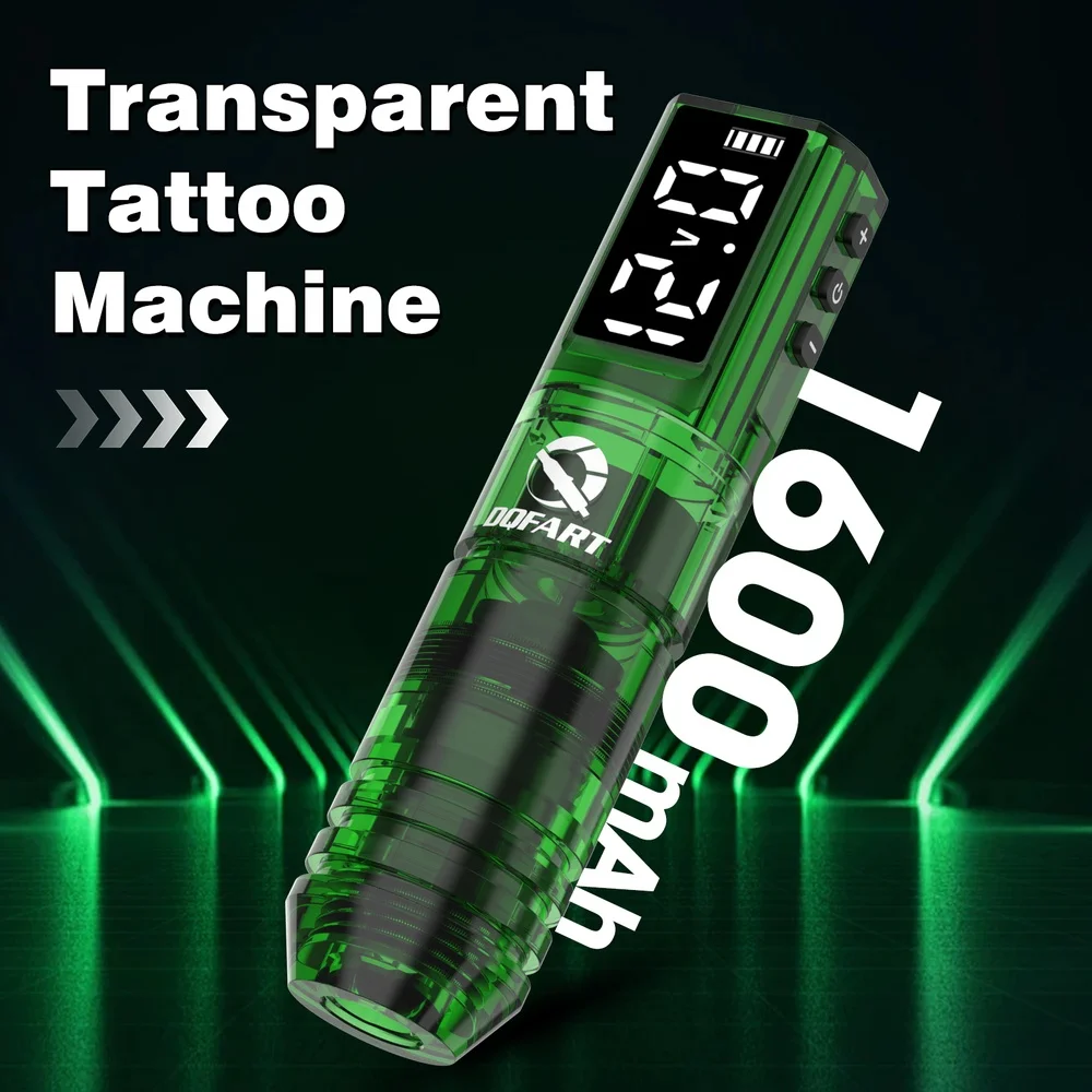 DQFART Green P1 Led Digltal Display Electric Wireless Tattoo Machine Kit Tattoo Ink Needles Transfer Beginner Tattoo Artists