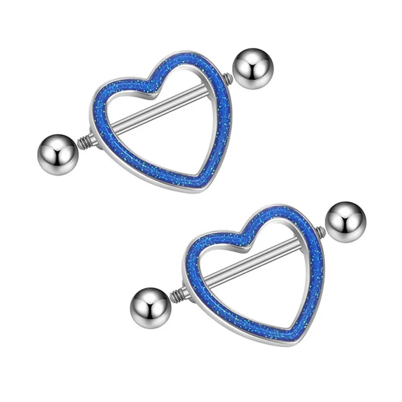 2pcs Heart Nipple Piercings Shield Barbell for Women Girls Sexy Bear Dangled Nipple Rings Steel Body Jewelry 316LSteel 2022