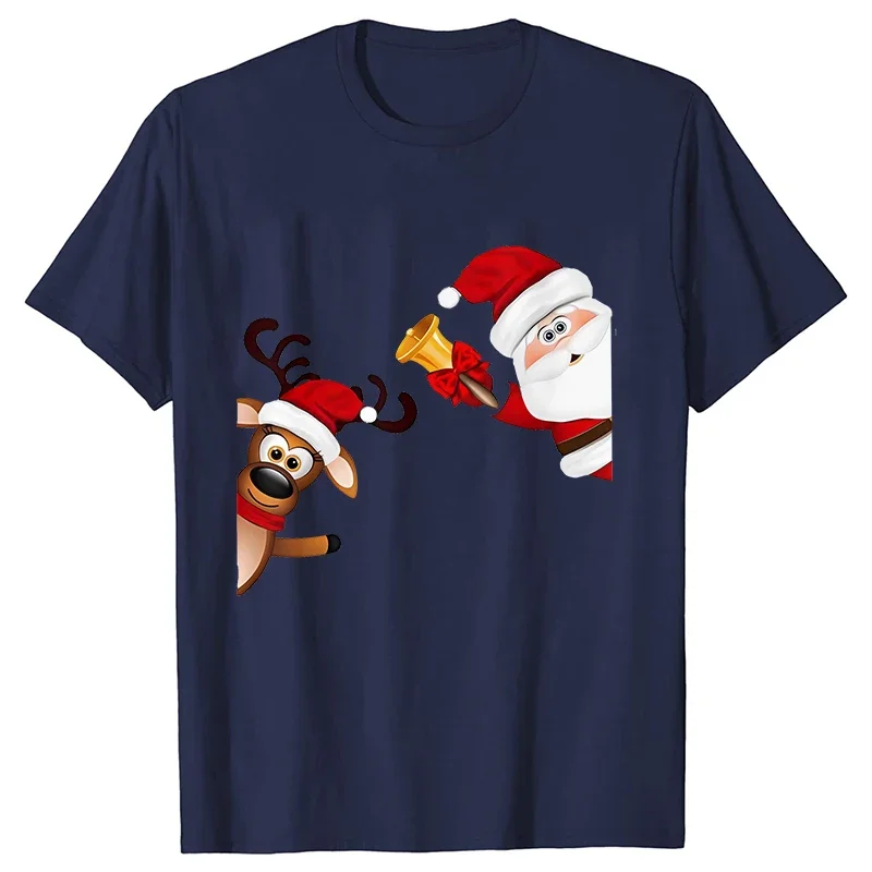 Merry Christmas Women T-Shirt Santa Claus Reindeer Print Tops Fashion Hip Hop Streetwear Casual Short Sleeve Tee Female Clothing