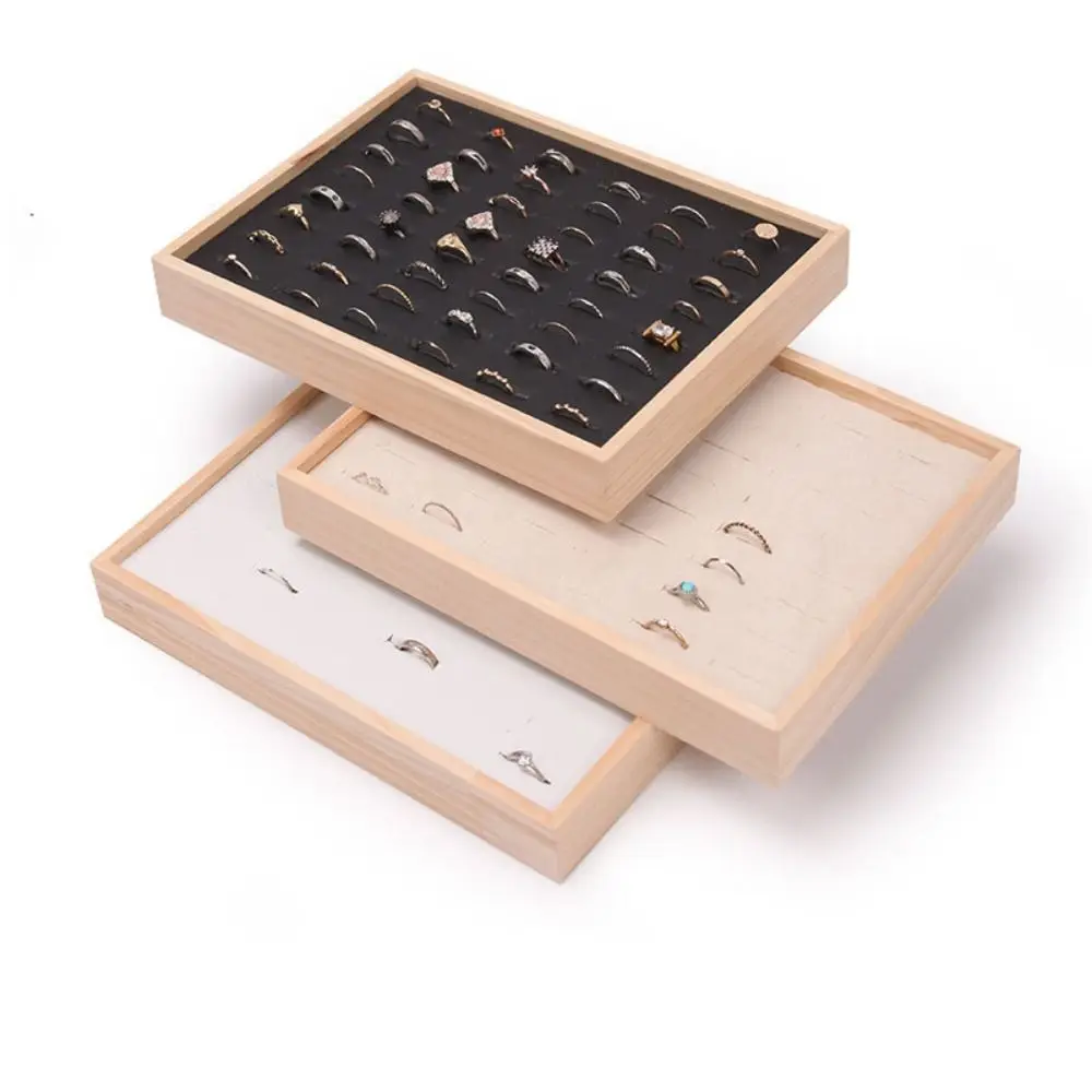 

48 сеток, деревянный лоток для колец, бархатный изысканный лоток для сережек, чехол для шпилек, органайзер для ювелирных изделий, держатель для колец и сережек