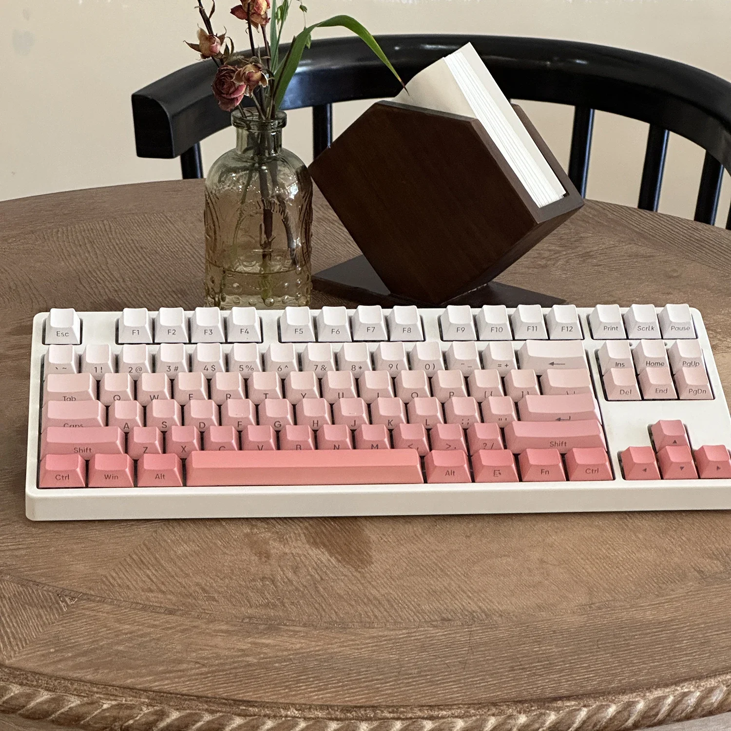 

127 Keys Cherry Profile Gradient Pink Shine Through Keycaps Dye Sub Side Printed PBT Keycap for Cherry MX Switch Gaming Keyboard