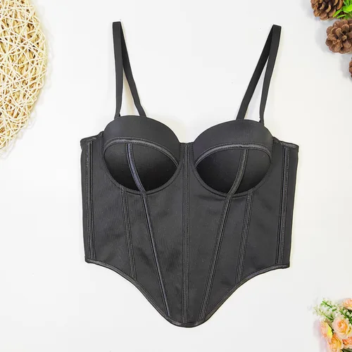 Imagen 2 del producto Corsé Push Up Irregular Sexy para mujer, sujetador corpiño francés para mujer, Top corto Sexy para fiesta y Club nocturno, camiseta sin mangas, corsé para mujer