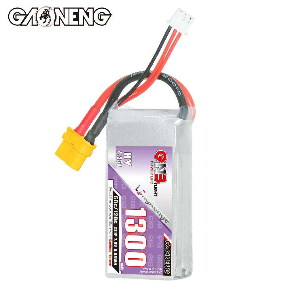 Batería Lipo GNB 2S 7,6 V 1300mAh 60C/120C para Dron de carreras FPV Quadcopter helicóptero piezas de avión 7,6 V batería recargable