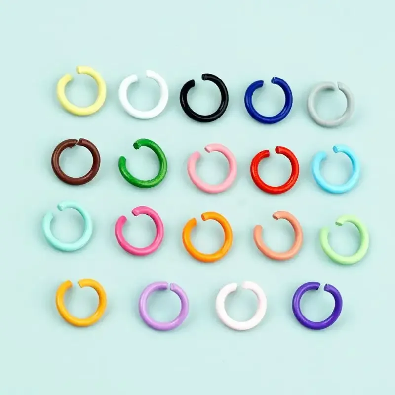 8mm Blend Colours Coated Painted Metal Open Ring Buckle Single Ring Connection Ring Diy Handmade Keychain Accessory Random Color