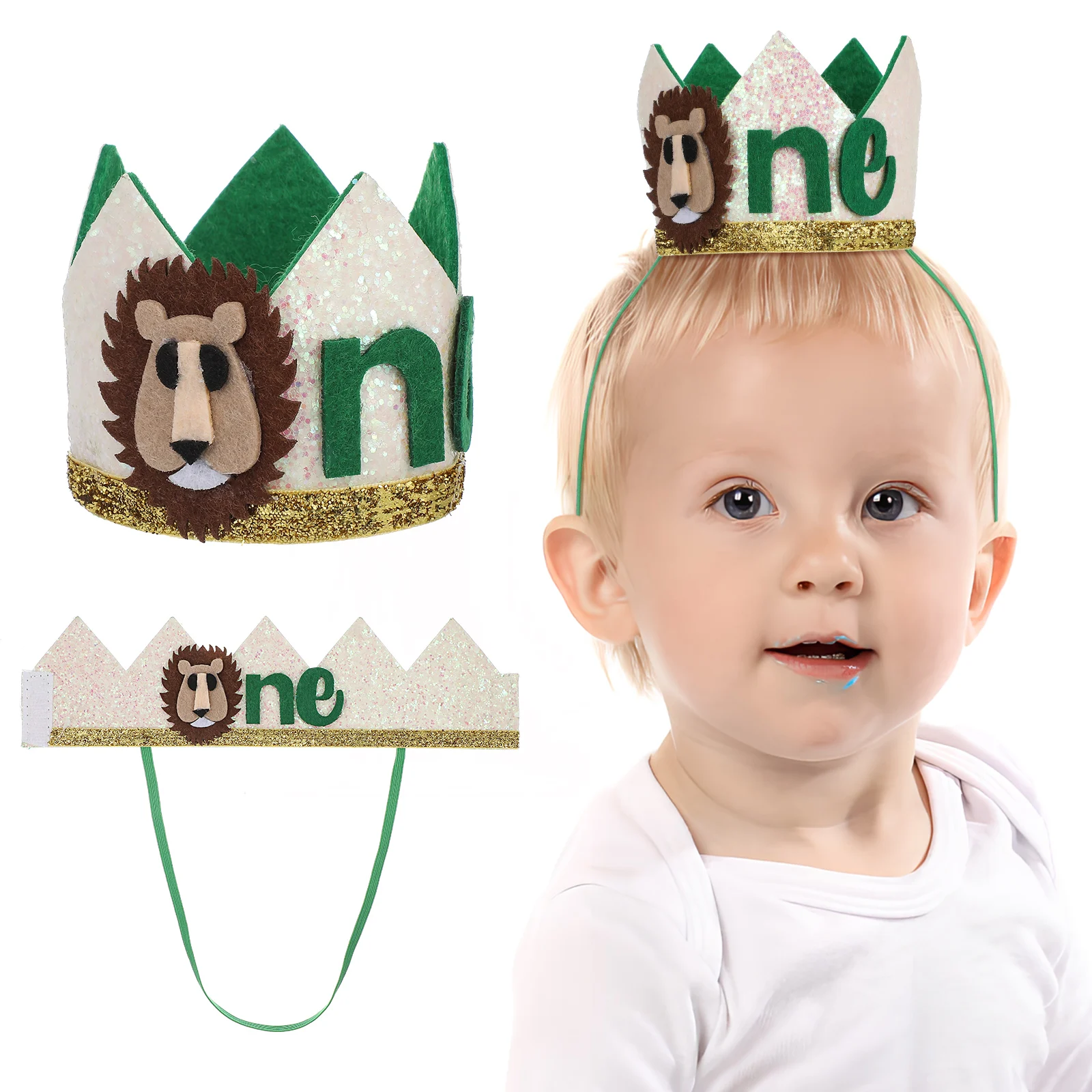 

Lion Crown Birthday Hat Jungle Headdress Baby Celebration Toddler Party Hats 1st Decoration Lightweight Elastic Fits Sizes Photo