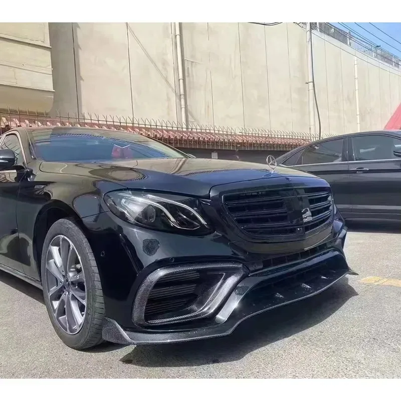 لمرسيدس بنز E الفئة W213 E43 E63 E63S ألياف الكربون سيارة الجبهة حافة مصد السيارة الجبهة الشفة الناشر الجبهة الذقن المفسد طقم الجسم