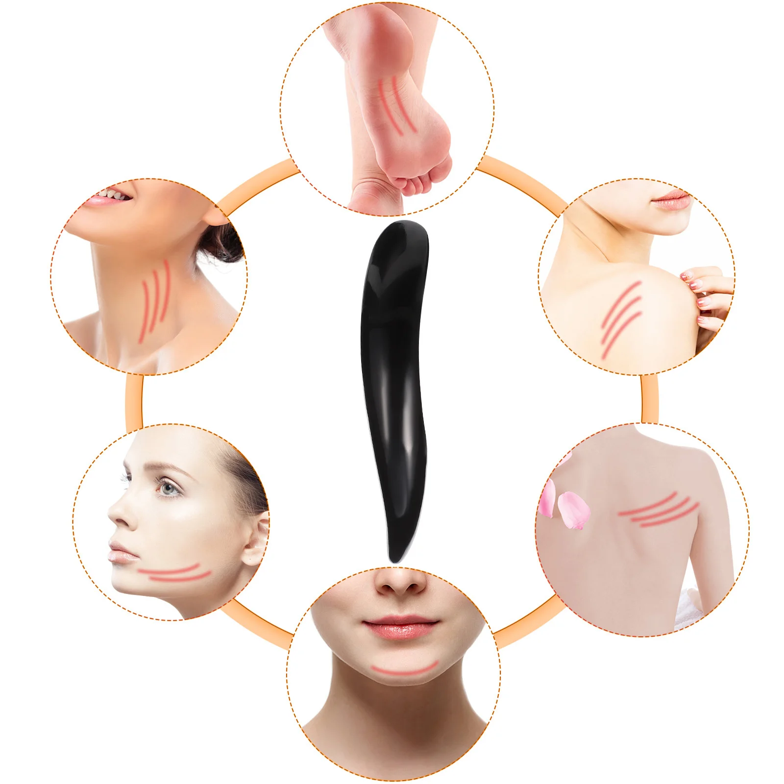 

1Pcs Horn Guasha Scraping Plate Body Massager Lightweight Portable Acupuncture Stick Real Buffalo Horn Massage Tool