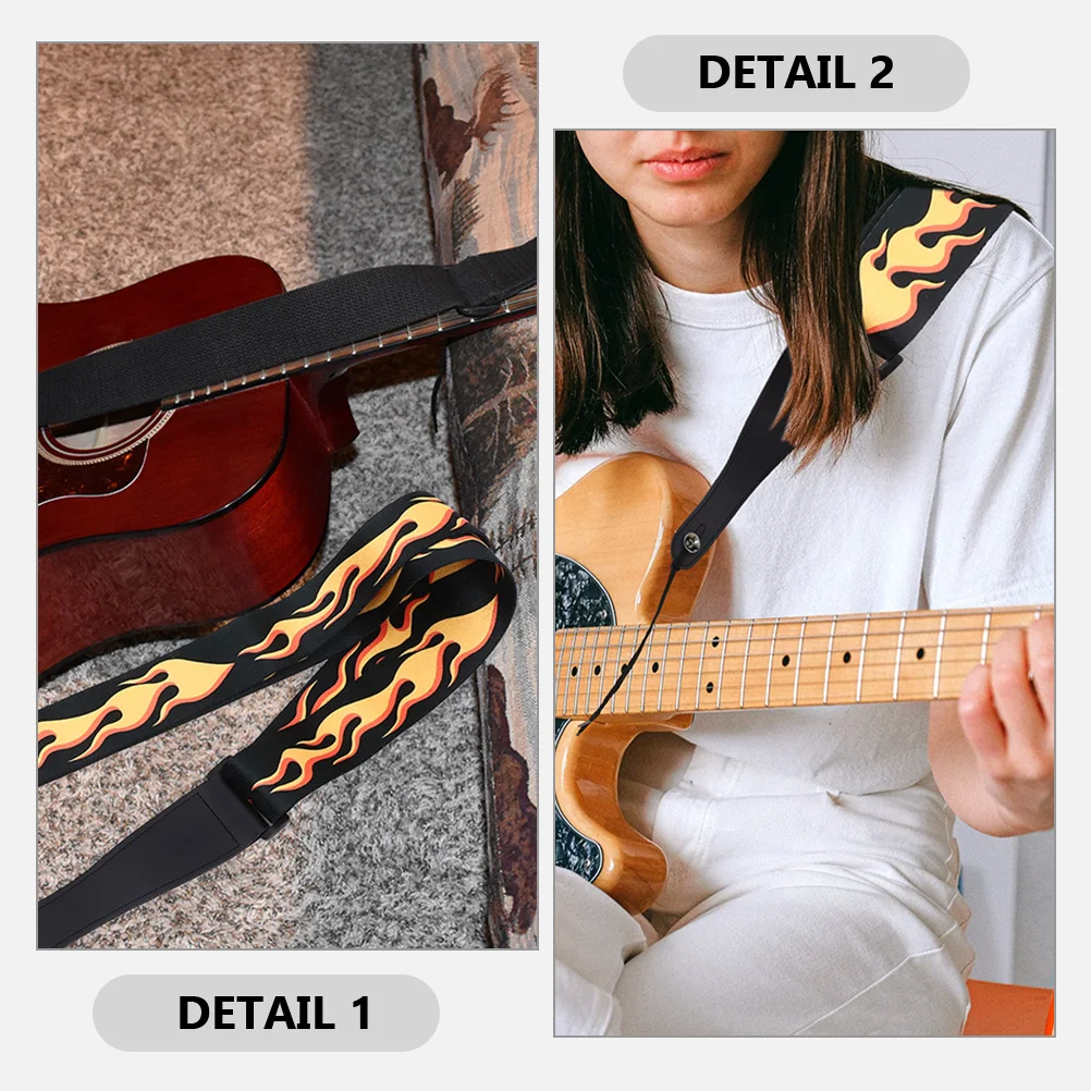 

2 Pcs Guitar Strap Straps Embroidered Cotton Electric Bass Belt with Adjustable