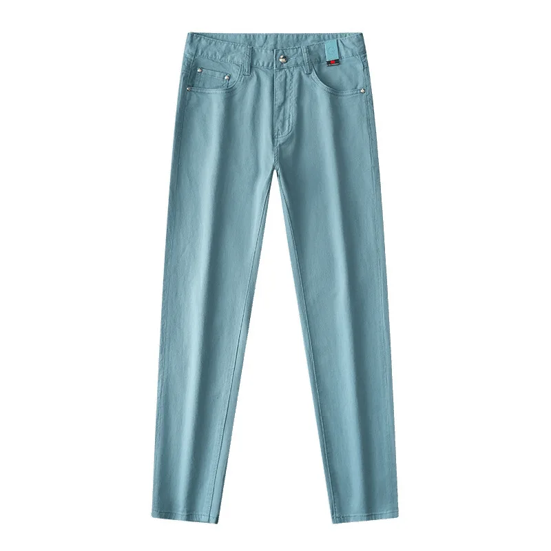 2025 New Spring/Summer Jeans for Men, Elastic, Slim Fit, Small Straight, High end Solid Color, Versatile, Light Luxury Pants