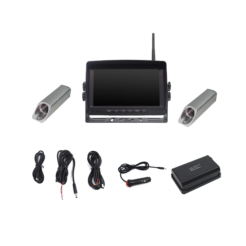 トラック、バス、フォークリフト用簡単設置キット 2.4Gデジタルワイヤレス7インチLCDモニターカメラリアビューシステム