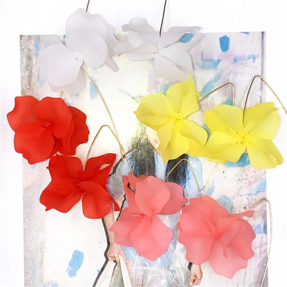 Темперамент 1 пара популярных увеличенных длинных крючков аксессуары Женские Висячие серьги в форме растений для вечерние