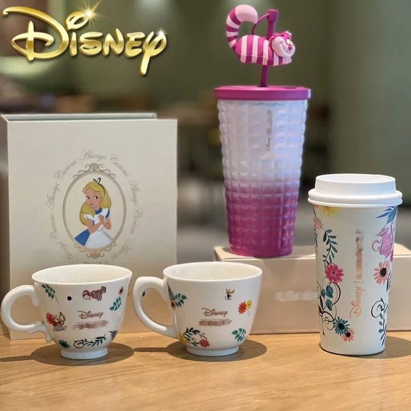 

Original Disney Alice In Wonderland Cheshire Cat Thermos Mug Mug Table Top Sippy Cup Cute Cartoon Stainless Steel Sliding Cover