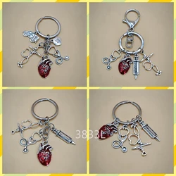 Oil Drip Heart-shaped Pendant Keychain Medical Anatomy Keychain Heart-shaped Keychain Doctor and Nurse Bag Chain Jewelry Gift