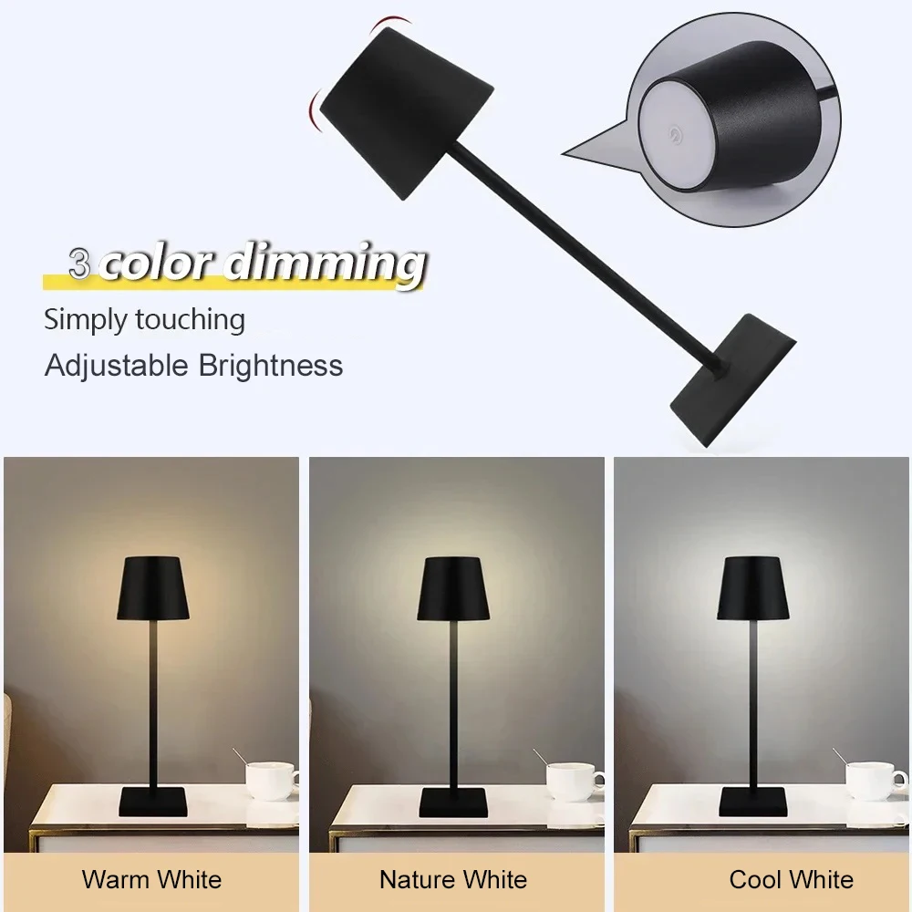 Rechargeable LED Touch Sensor Table Lamp 3 Colors Adjustable for Wine Bottles Creative Ambient Light Bar Room Decor Light