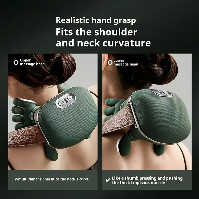 Simulated wireless hand massager, ergonomic neck and shoulder massager, suitable for family travel, USB charging view 4