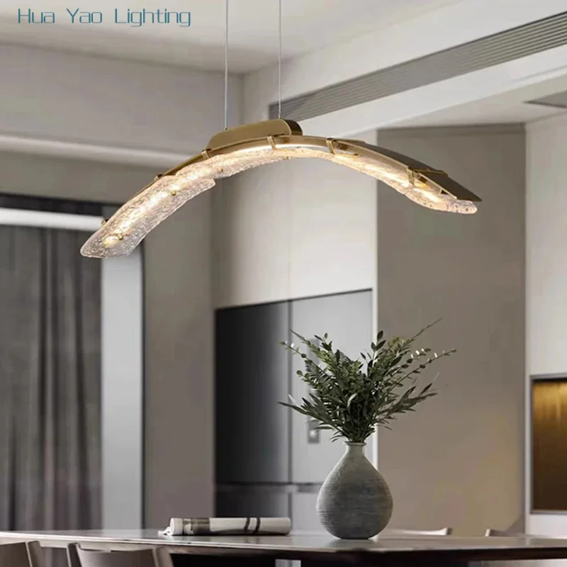 2026 الحديثة مصمم الزجاج مُثبتة في السقف أضواء Led الفنان مصابيح معلقة طويلة لغرفة المعيشة ديكور المنزل بريق بار
