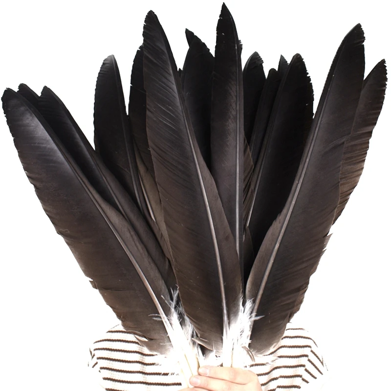 10Pcs Natural Eagle Feathers for Crafts 40 50 60 70cm Long Black Big Large Decorative Bird Hats Hawk Decor Wedding Carnival DIY