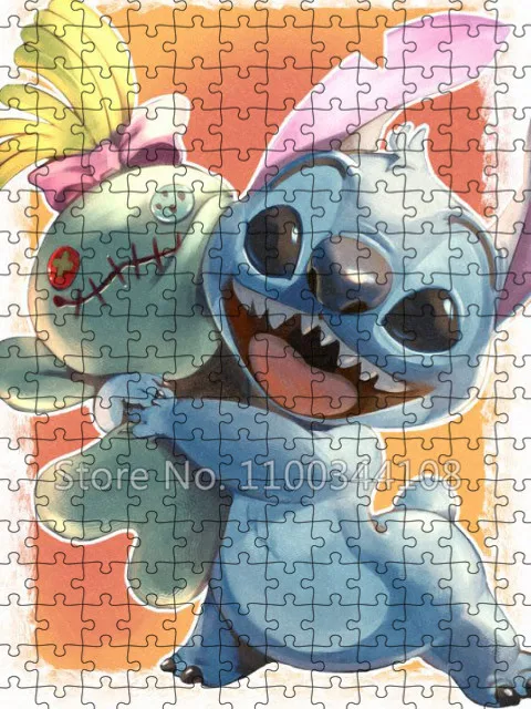 Disney 300/500/1000 Pcs Puzzles Lilo & Stitch Jigsaw Puzzle Cartoon Creative Educational Toys for Children Adult Decompression