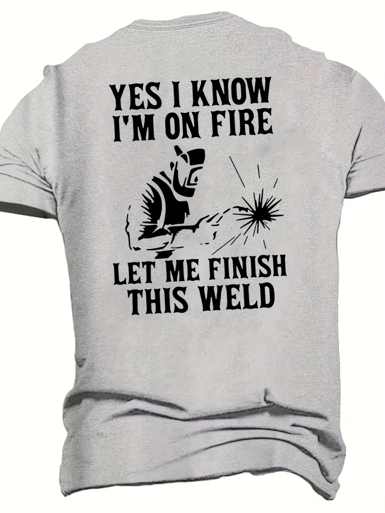 Men's 'On Fire' Welding Tee - Durable, Casual, Easy-Care, Stretch, All-Season Casual Crew Neck