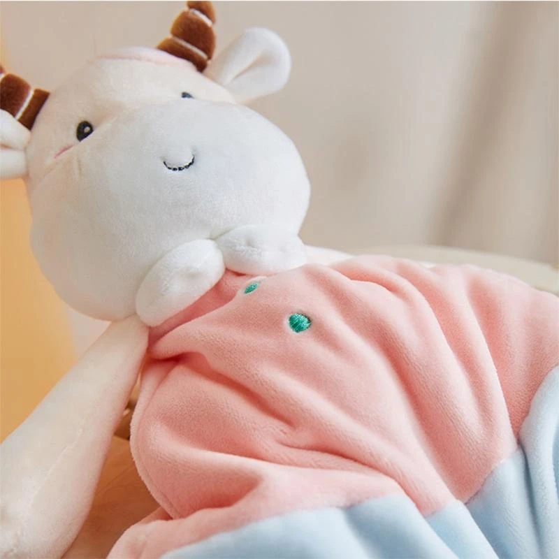 

090B Newborn Toddler Cartoon Appease Towel Calf Infant Dolls Baby Rattle Sound Plush Toy
