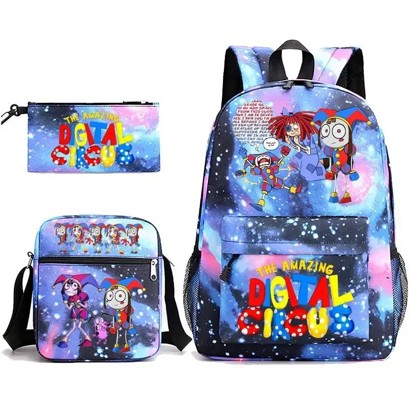 Mochila escolar de dibujos animados para niños, bolso de escuela para estudiantes, el mejor regalo, el increíble circo DIGITAL, 3 unidades