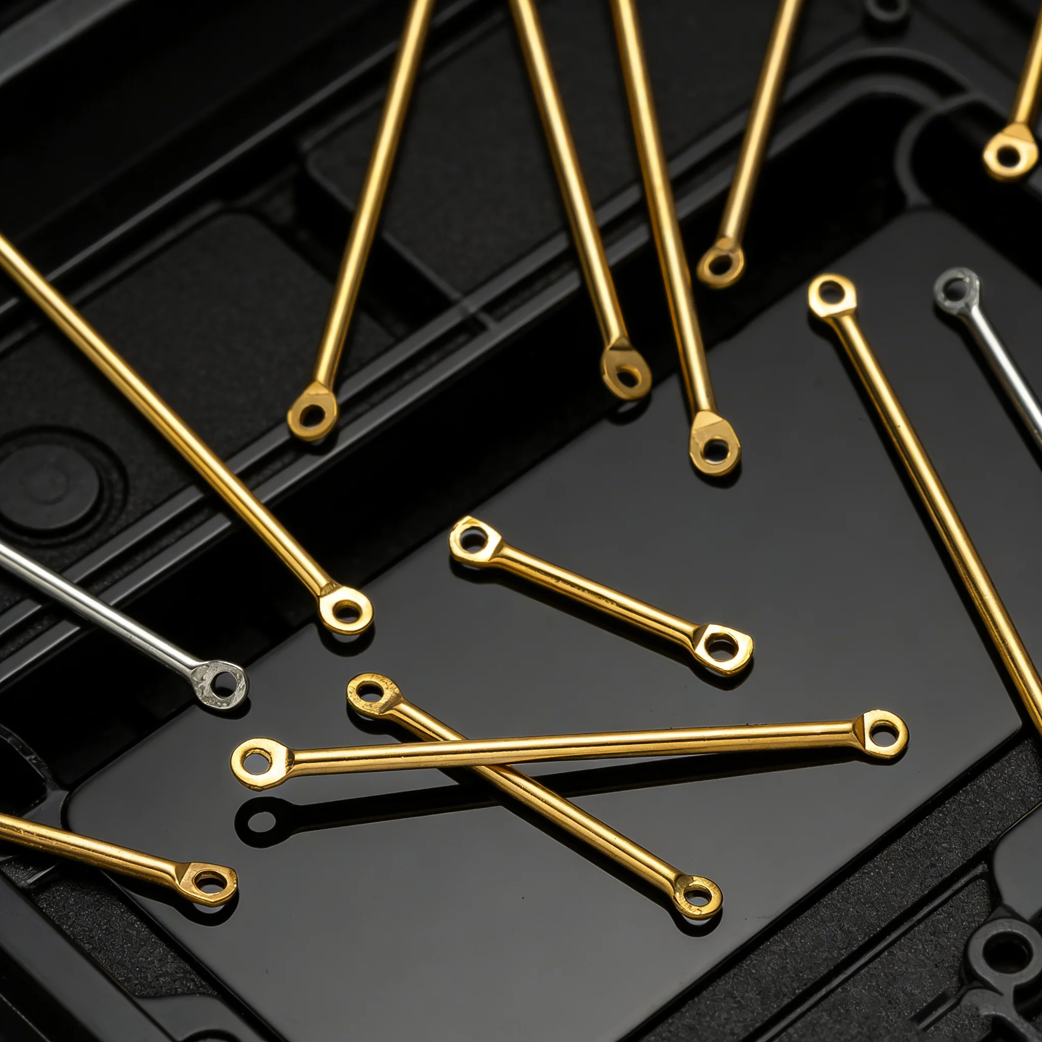 20 Stück Edelstahl-Drahtverbinder in Goldfarbe, lange Stäbchen-Verbinder für DIY-Ohrringe, Schmuckherstellung, Bastelbedarf – Detail 5