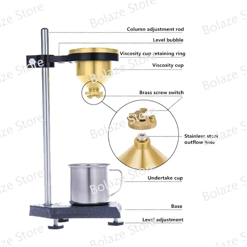 Desktop Viscosity Cup Lab T-4 Cup Viscometer Paint Flow Velocity Cup Coating Four Viscosity 100ML LND-1 for 30-100S Coating