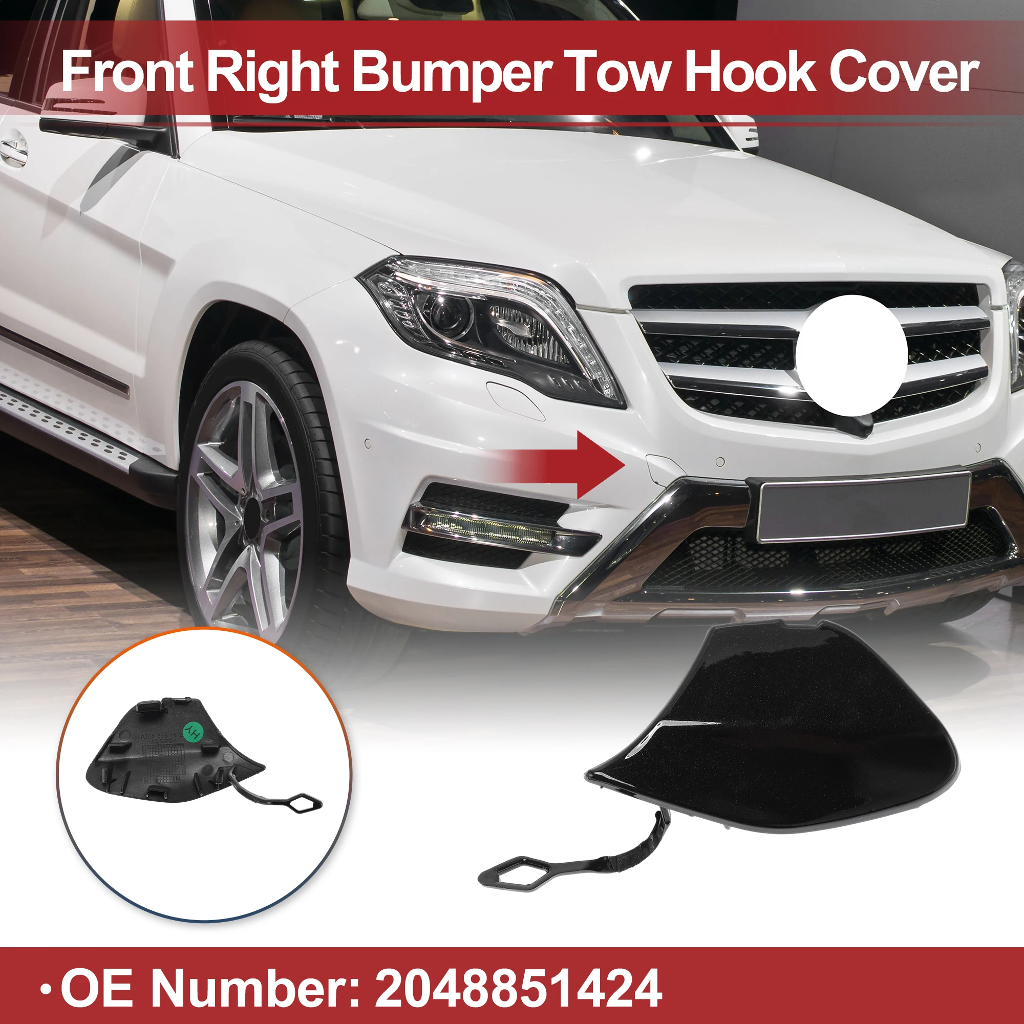 

Крышка фаркопа UXCELL для MercedesBenz GLK X204 2012-2015 No 2048851424 Черный