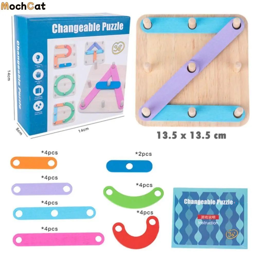 

Color Geoboard Wooden Puzzles Toys Number Cognition Construction Puzzle Letter Pegboard Montessori Sensory Toys Teaching Aids