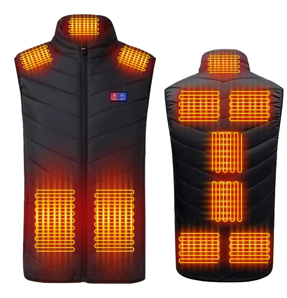 Men USB Infrared 11 Areas Heating Vest Jacket Men Women USB Electric Heating Jacket Sleeveless Waistcoat Thermal Warm Clothes