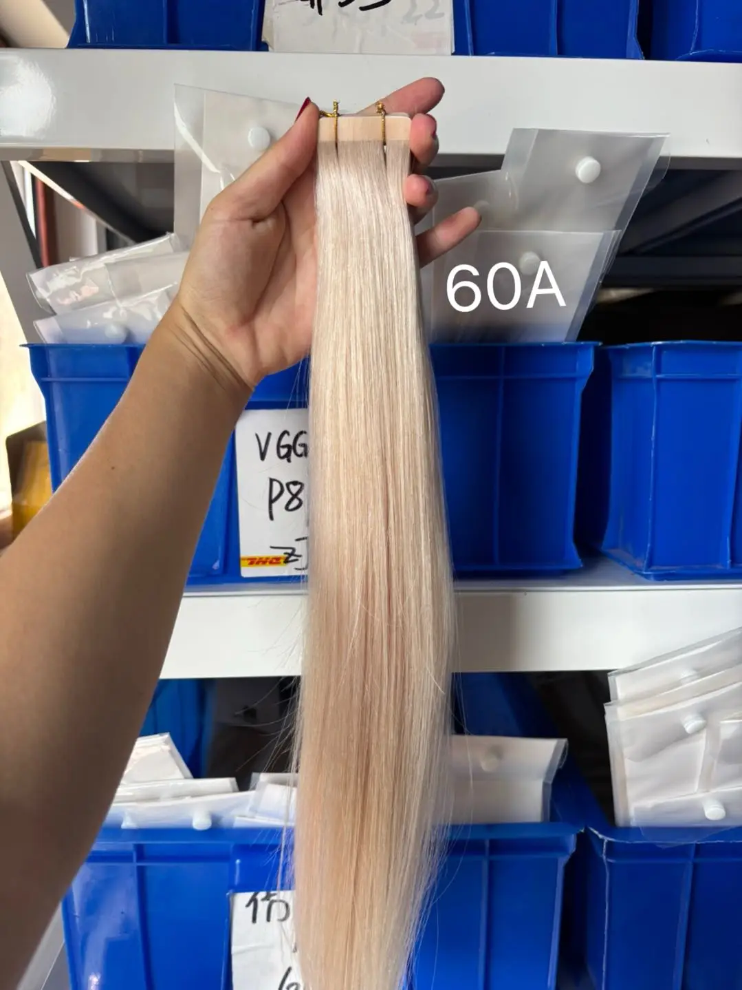 Ugeat Tape in Hair Extensions Human Hair  Remy Hair Straight Seamless Skin Weft For Women Pure Color