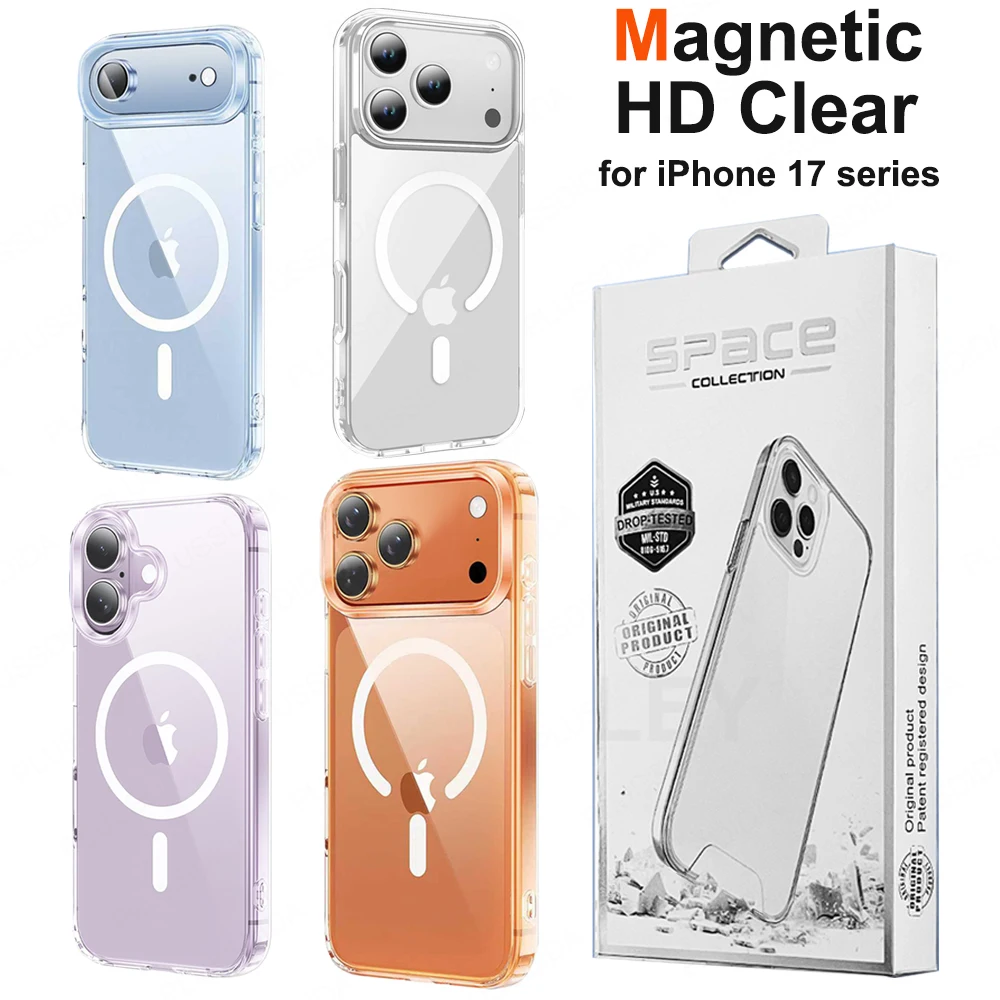 Clear Transparent Magnetic Case For iPhone 17 Pro Max 17 Air 17Pro Case Cover for iPhone17 for Magsa
