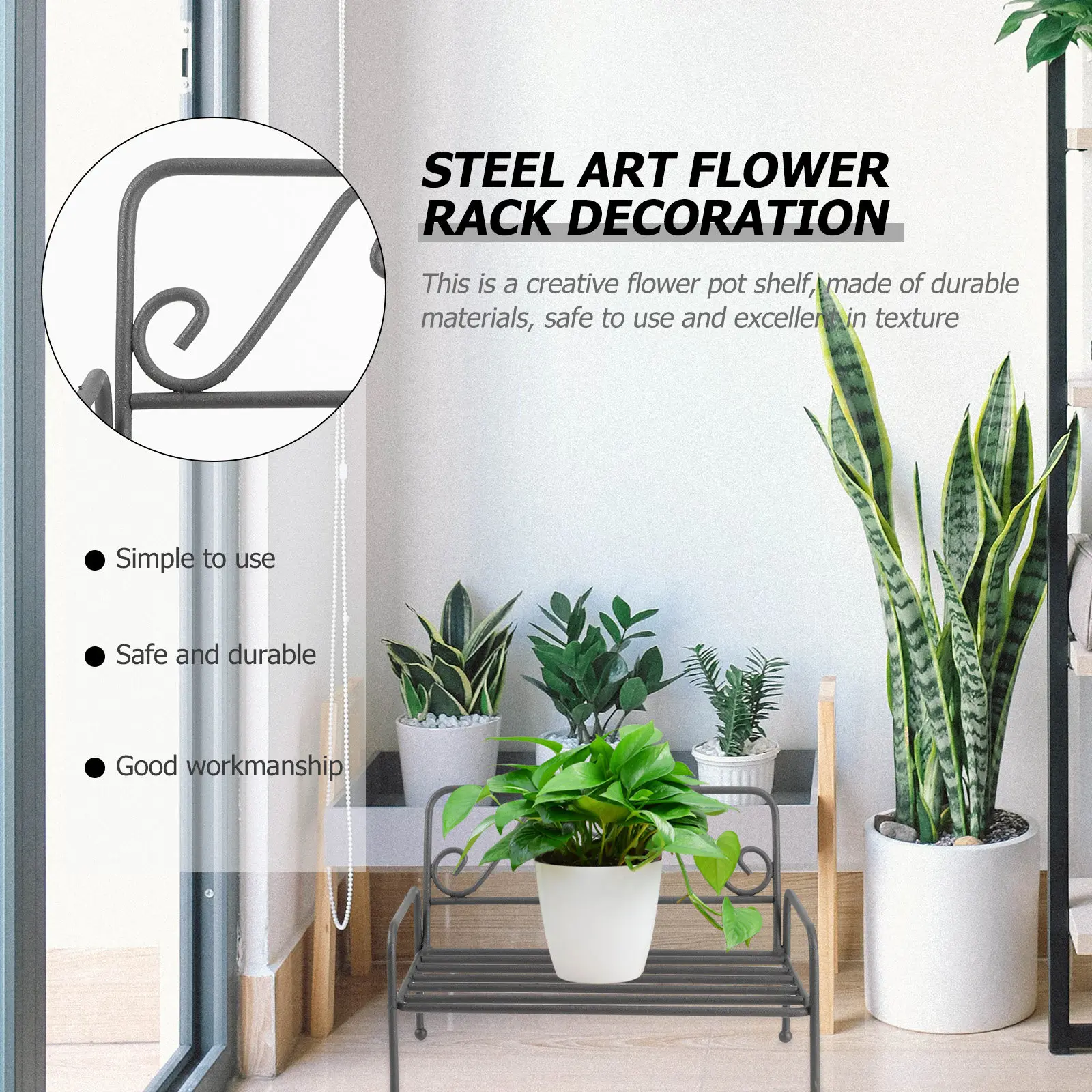 2Pcs Iron Art Chair Flowerpot Stand Stable Structure Indoor Outdoor Plant Shelf Flower Rack for Succulents and Moss Decoration