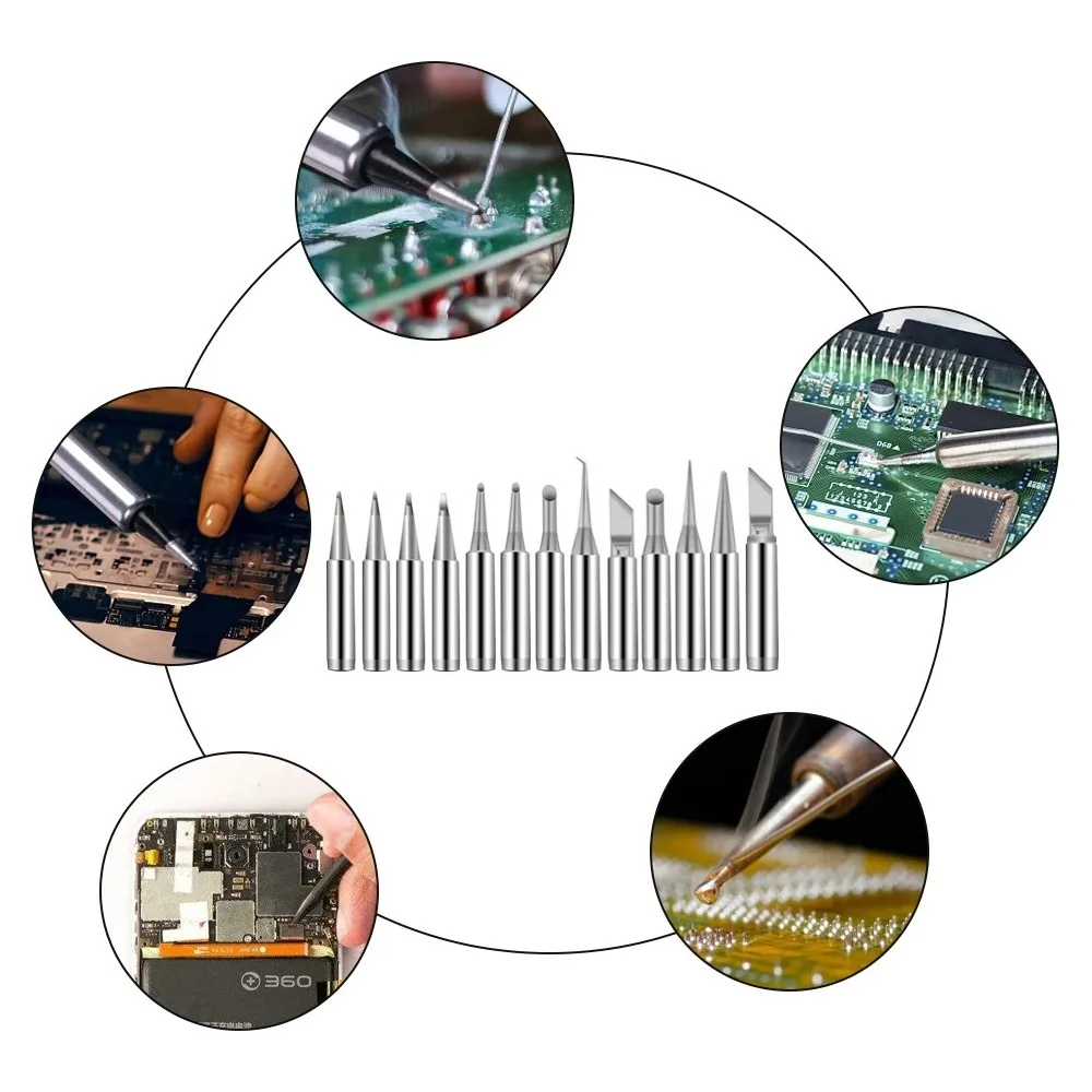 5Pcs Pure Coppe Lower Temperature Solder Tips Soldering Iron Tips 900M-T  IS/I/B/K/SK-2.4D/3.2D/1C/2C/3C/4C Welding Tools