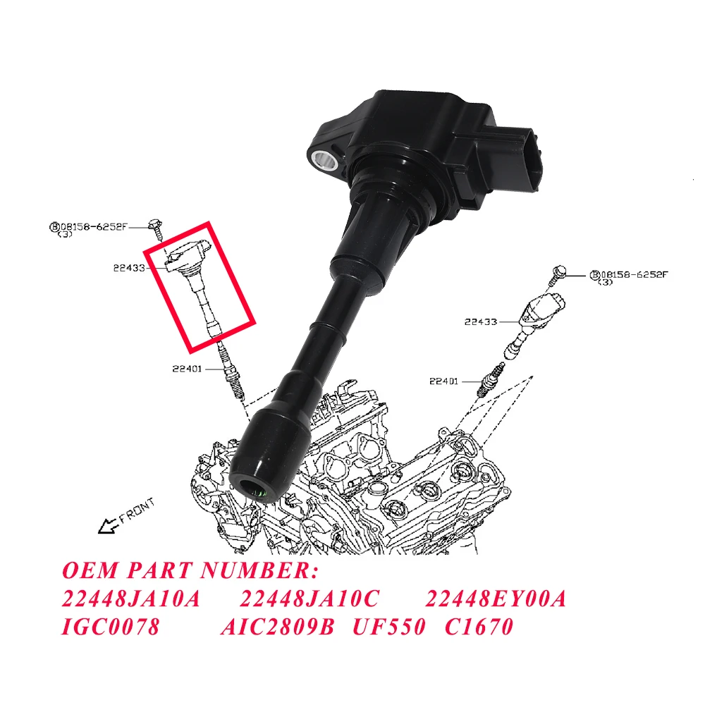 

Катушка зажигания UF550 для NISSAN 350Z Altima Maxima Murano Pathfinder Quest INFINITI Q50 Q70 FX35 EX35 22448JA10A 22448JA10C
