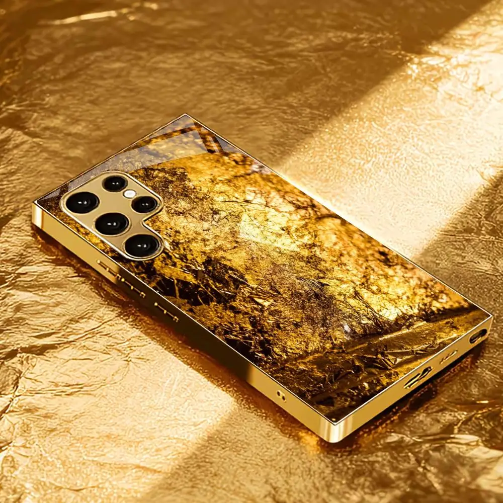 Fragment Atmosphere Simplicity High-end Electroplating Glass PhoneCase for Samsung Galaxy S26 S25 S24 S23 S22 S21 FE,Ultra,Plus