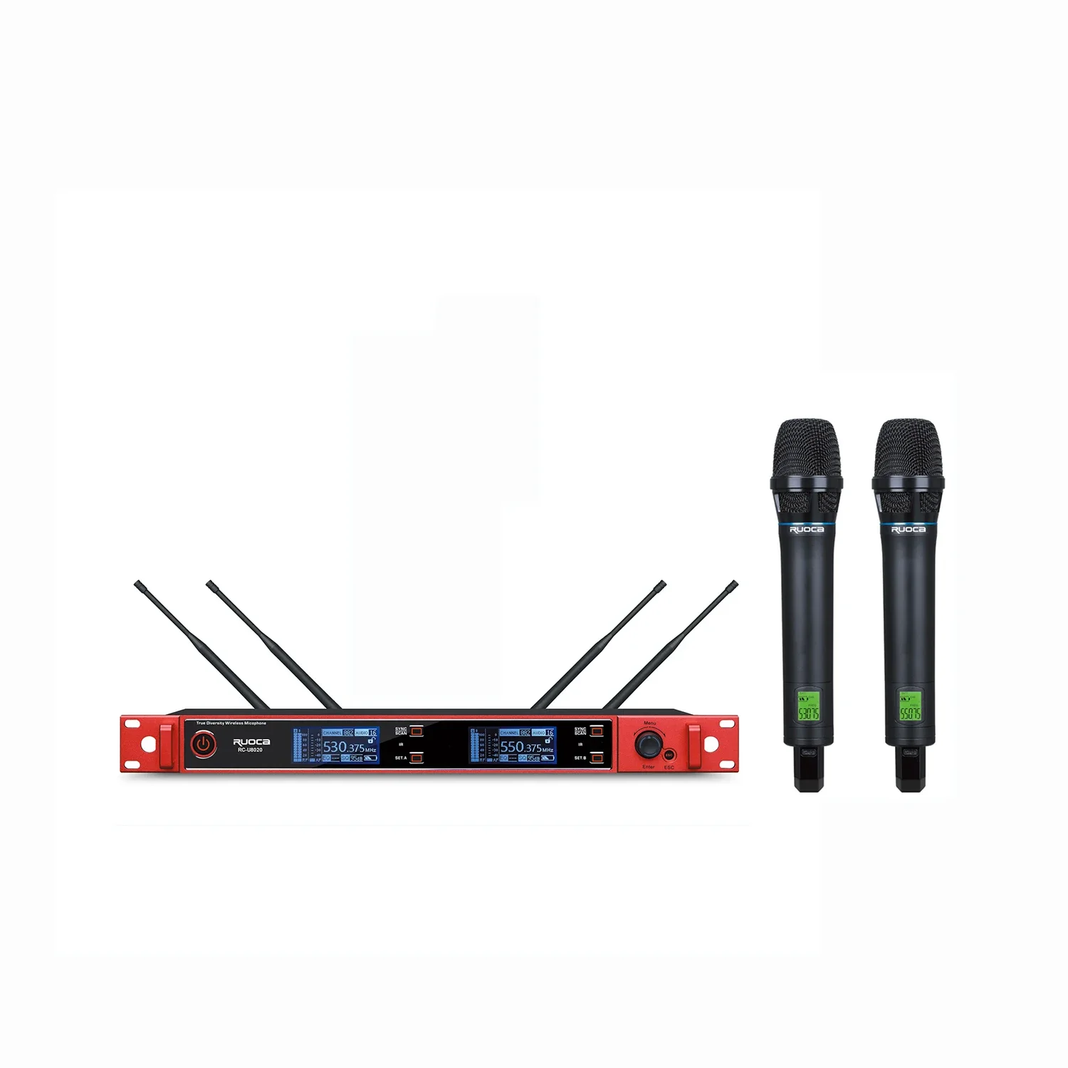 

Karaoke receiver hot sale professional UHF Dual-channel wireless microphone teaching mic metal handheld mic