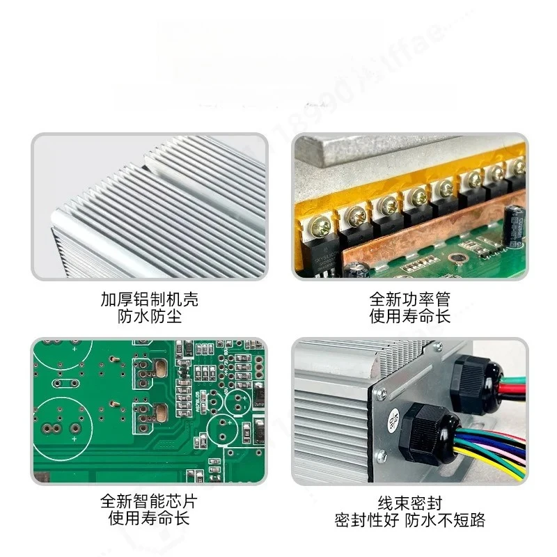 48V 60V 72V 24 Tube Brushless Motor Controller 1500W, Motor Driver For Electric Tricycle E-Motorcycle